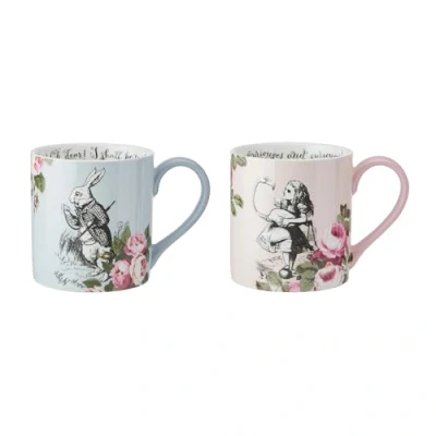 Image of MIKASA and The V&amp;A &#039;His Hers&#039; Mugs, Set of 2 Couples 380ml, Bone China, Alice in Wonderland Teaware, Dishwasher Safe &amp; Gift Boxed