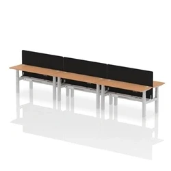 Image of Air B2B 1600x600mm Adjustable 6P Bench Desk CP Oak/Silver + Screen
