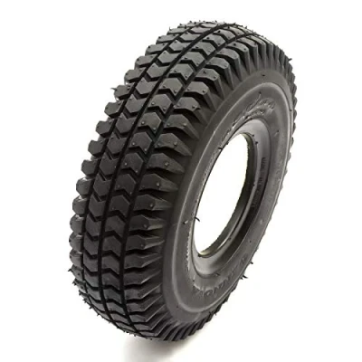 Image of 2 Solid PU Tyre 260x85 4 Inch Black Puncture Proof Fits Mobility Scooter Block Tread