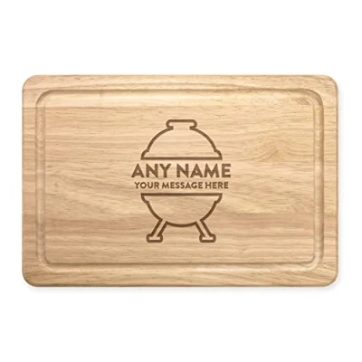Image of Personalised Name Any Message BBQ Grill Middle Rectangular Wooden Chopping Board Custom Master King