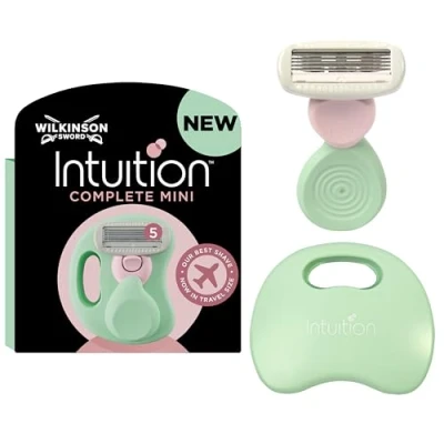 Image of WILKINSON SWORD Intuition Complete Women&#039;s Mini Razor with Travel Case, for Tricky Zones Like Bikini Line, Armpits, Knees &amp; Ankles, Skin Protect Gel Smooth Shave