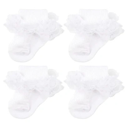 Image of DRESHOW Infant Lace Bow Socks baby Frilly Newborn Toddlers Girls Ankle Dress Sock
