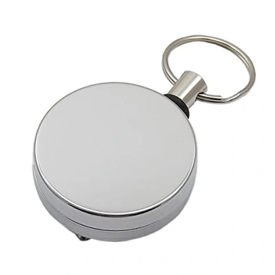 Image of Practical rollmatic Keychain of Metal in Silver Extra Tear Resistant Cord