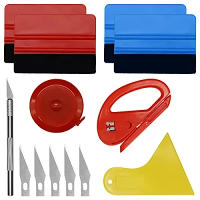 Image of 13 Pcs Car Vinyl Wrap Tool Kit, Squeegee Kit Wallpaper Smoothing with Cutting Felt Hard Scraper for Wrapping and Install