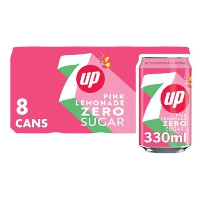Image of 7UP Zero Pink Lemonade, 330ml can (Pack of 8)