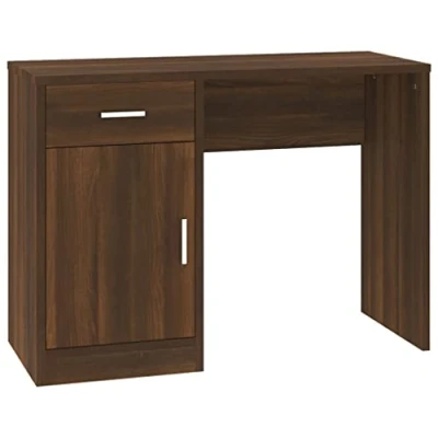 Image of vidaXL Desk with Drawer and Cabinet Home Office Furniture Computer Table Writing Standing Study Brown Oak Engineered Wood