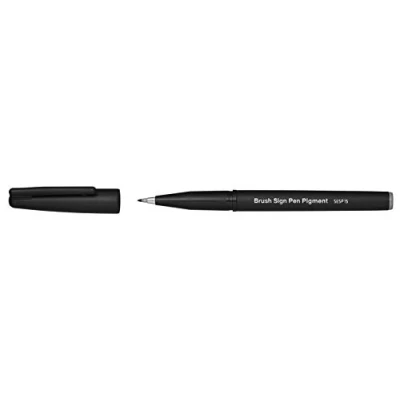 Image of Pentel SESP15 NX Brush Sign Pen Pigment with Pigmented Ink, Fibre Pen, like Tip, Grey, Pack of 1