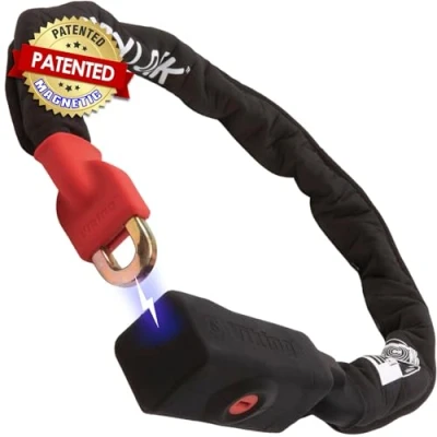 Image of Seatylock Viking Chain Bike Lock with Key Patented Motorbike and Locks High Security Anti Theft Sold Secure Gold Ultra Bicycle Heavy Duty Smart (110 CM 43.3&quot;)