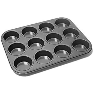 Image of Prima 12 Muffin Pan 35x26x3cm, Carbon, Black, 35x26x2cm