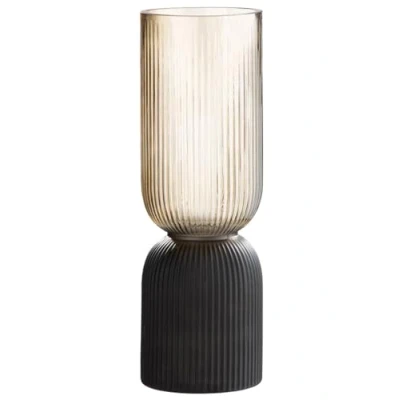 Image of GILDE Decorative Vase Glass Flower Lantern Made of Autumn Winter Colour: Brown Black Height 31.5 cm
