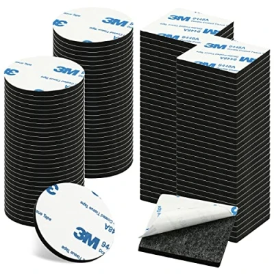 Image of Double Sided Sticky Pads, 120 pcs Adhesive Foam Extra Strong Black Mounting Square and Round, 40mm *