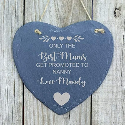 Image of ukgiftstoreonline Mum Gift Only The Best Mums Get Promoted to Nanny/Nan/Gran Slate Heart