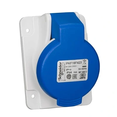 Image of Schneider Electric PKF16F423 Panel Socket Angled Pk Pratika Screw 16A, White