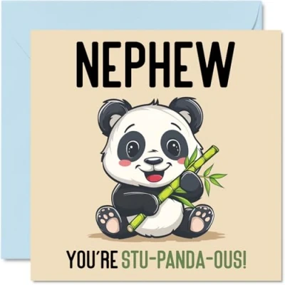Image of Birthday Cards for Nephew Stu Panda ous Funny Happy Card from Uncle Auntie Aunt, Gifts, 145mm x Joke Greeting Men Him
