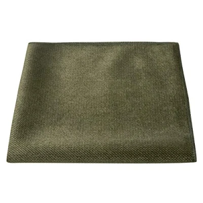 Image of Luxury Olive Green Textured Velvet Pocket Square, Handkerchief
