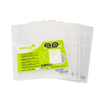 Image of Seco A4 Recycled Cut Flush Folder Clear (Pack of 25)