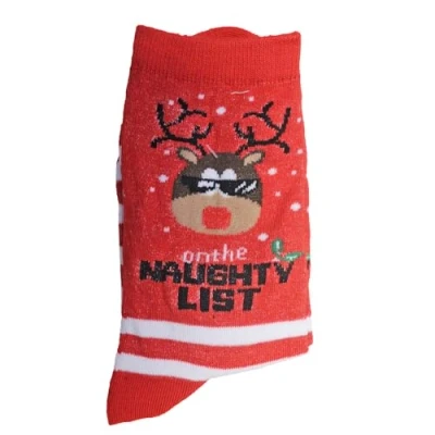 Image of Widdle Gifts Ladies Novelty Christmas Socks Size 4 8 Rudolph/Naughty List