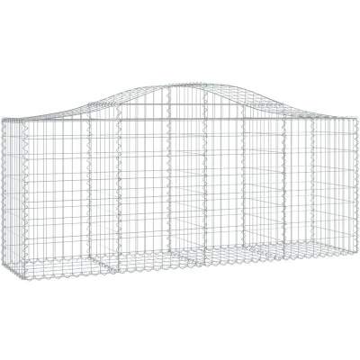 Image of vidaXL Arched Gabion Baskets 2 pcs 200x50x80/100 cm Galvanised Iron
