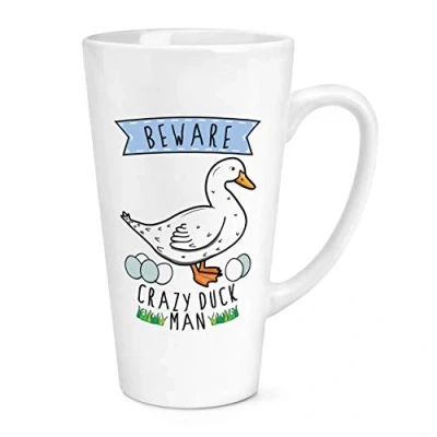 Image of Beware Crazy Duck Man 17oz Large Latte Mug Cup