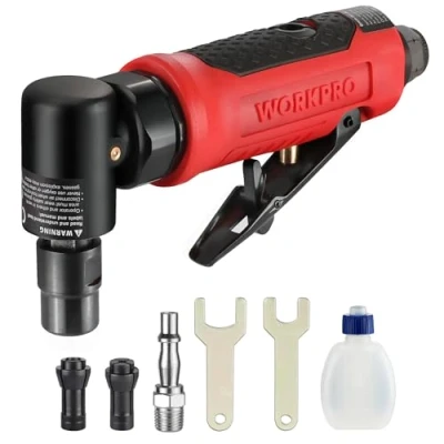 Image of WORKPRO Air Die Grinder with 1/4&quot; and 1/8&quot; Collet, 90 Degree Mini Pneumatic Angle Rotation Speed 20000rpm for Polishing, Grinding, Rust Removal