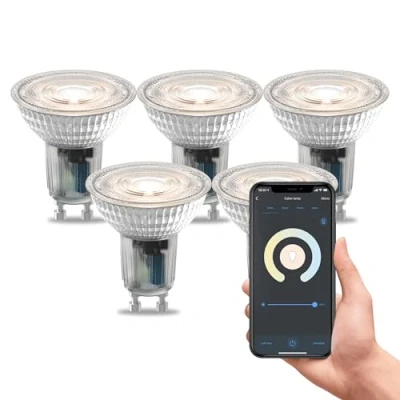 Image of CALEX Smart Light Bulb GU10, 5 Pack, WiFi LED Spotlight, Warm White Light, App and Works with Amazon Alexa Google Home, 4.9W