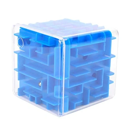 Image of Classic Cubic Maze Toy, Plastic Puzzle Game Three Dimensional Labyrinth Toy Children&#039;s Favorite Creative (Blue)