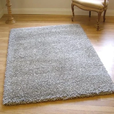 Image of Twilight Rug Thick Luxurious Shaggy Silver 1.2m X 1.7m (4&#039; 5&#039;6 Approx)