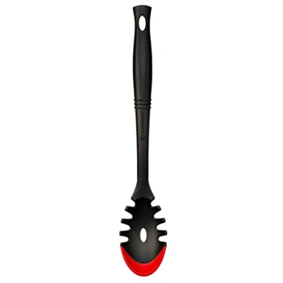 Image of Le Creuset Professional Silicone Edge Pasta Spoon, Silicone/Nylon, Cerise, 93101800060008