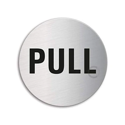 Image of Door Sign Pull Stainless Steel dia. 75 mm self adhesive No. 39029