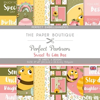 Image of Creative World of Crafts The Paper Boutique Perfect Partners Sweet as can Bee Embellishments, Multicoloured, 8 x inches