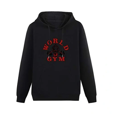 Image of kfr Long Sleeve Hooded Sweatshirt World Gym Cotton Blend Hoody 3XL Black