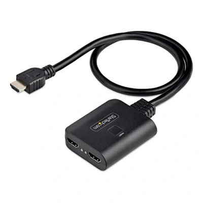 Image of StarTech.com 2 Port HDMI Splitter, 4K 60Hz 2.0 Video, SPLITTER 1 in Out, 1x2 Display/Output HDR/HDCP, 20in (50cm) Built Cable (HDMI 4K60UP)