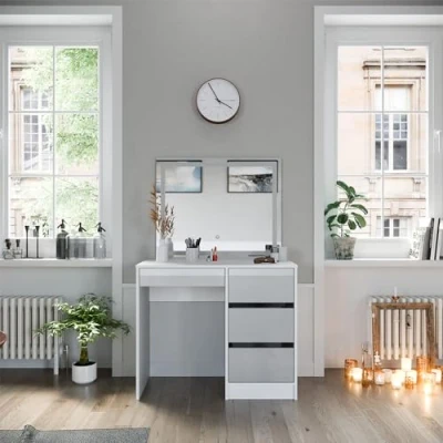 Image of Vicco Vanity table Sherry, White High Gloss, 90 cm with LED mirror
