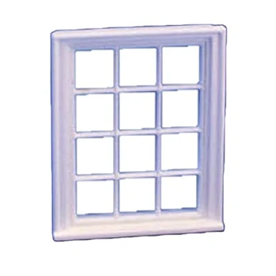 Image of Melody Jane Dolls House Miniature White Plastic Victorian Window Frame 12 Pane 1:24 Scale