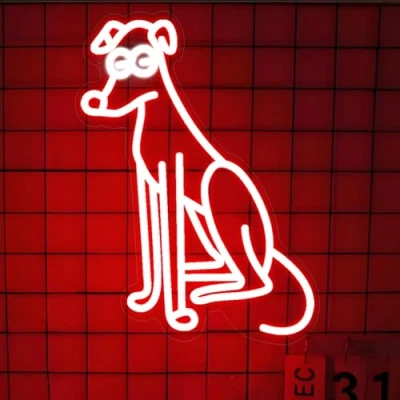 Image of Dog Neon Signs, Red Lights for Lover Wall Decor, LED Dimmable Light Up Sign USB Powered Pet Club Store Party Bedroom Living Room Home Shop Decor