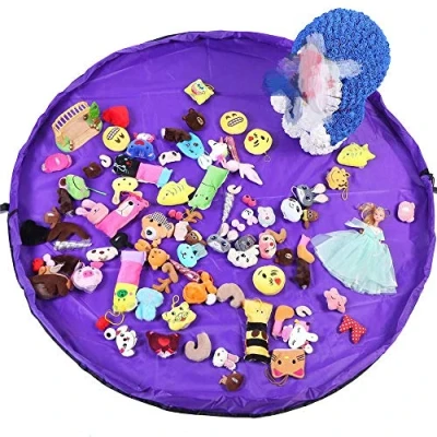 Image of Aeromdale Toy Storage Mat Bag Drawstring Play Portable Tidy Container for Children Toys Organizer Large Size 60 inch(150cm) Purple