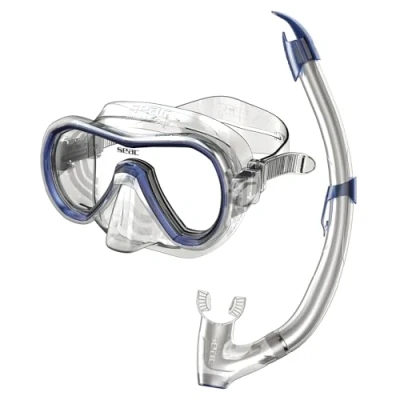 Image of SEAC Set Giglio Valve, Snorkeling with Underwater Mask and Snorkel Water Purge Valve for Adults, Blue