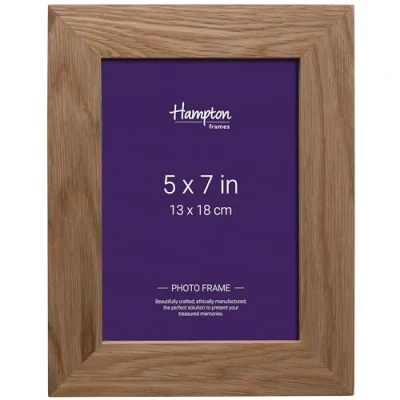 Image of Hampton Frames NEW ENGLAND Solid Oak Wood Display Picture Photo Frame 5x7 (13x18cm) 464857WO, natural