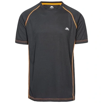 Image of Trespass Men Ethen Quick Dry T Shirt Black Shocking Orange, X Small