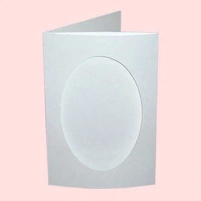 Image of Royal &amp; Langnickel 5 X A6 white double fold card blanks with and oval shaped aperture