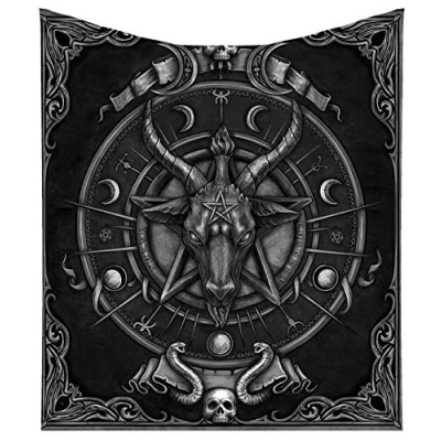 Image of Nemesis Now Baphomet Triple Horn Sabbatic Goat Throw Blanket, Black, 160cm