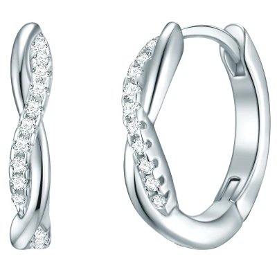 Image of Rafaela Donata Female 925/ Sterling Silver Facetted Zirconia (CZ) Hoop earring
