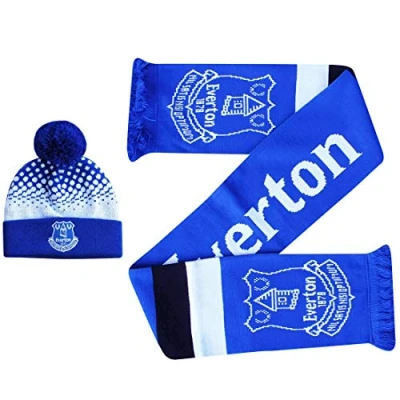 Image of Official Everton FC Ski Hat &amp; Scarf Fans Gift Set (100% Acrylic)