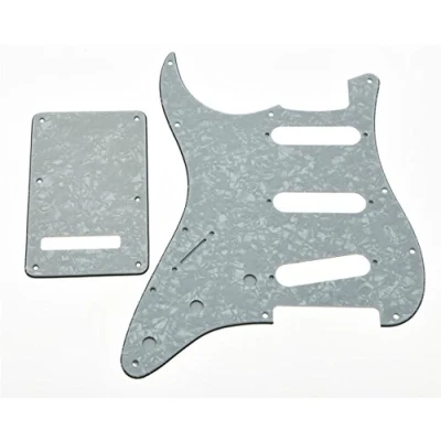 Image of KAISH Lefty ST/Strat Style SSS Pickguard Left Handed Tremolo Trem Cover Back Plate for USA/Mexico Stratocaster/Strat White Pearl