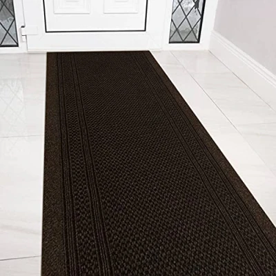 Image of eXtreme Carpet Runner for Hallways, Kitchen, and Living Room Sturdy, Washable, Lightweight Custom Length Narrow Rug Non Slip Rubber Backed 66cm Wide x 213cm Long Aztec Brown