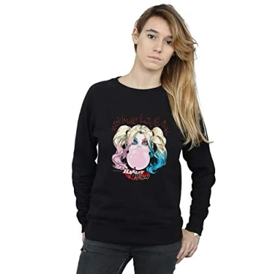 Image of DC Comics Women&#039;s Harley Quinn Mad Love Sweatshirt Black Large