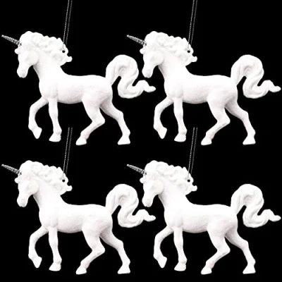 Image of Christmas Concepts® 16cm Glitter Covered Unicorn Decoration Luxury Decorations (Iridescent, Pack of 4)