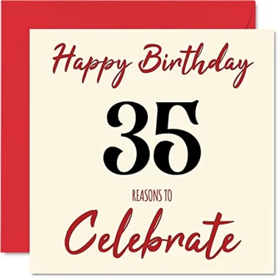 Image of Fun 35th Birthday Cards for Men Woman Reasons To Happy Card Dad Mum Son Daughter Brother Sister Uncle Auntie Cousin, 145mm x Greeting Cards,