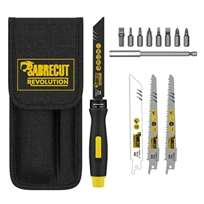 Image of 15 x SabreCut SCRS01 4 in 1 Saw &amp; Screwdriver Set High Torque Adjustable Quick Change Driving Handle, Bits, Hex to Square Adapter, Extension Bar, Blades Pouch