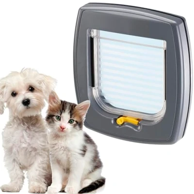 Image of Ferplast SWING 1 Universal Cat Flap for Dogs and Cats 2 Selectable Closing Modes Magnetic Anti Oscillation Transparent Door Grey